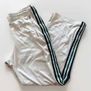 Vintage‎ Adidas Track Pants Womens M Mint Green Wide Leg 80s 3 Stripe Flared